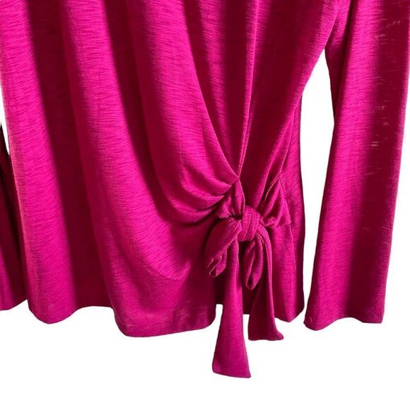 INC International Concepts Blouse Round Neck Pink Fuchsia Rose Side Knot Tie XXL - Picture 5 of 11